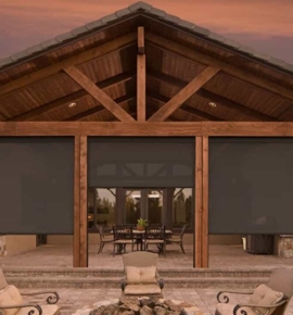 Wood patio with exterior shades Photo